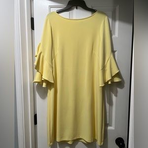 Neiman Marcus yellow flare sleeve dress